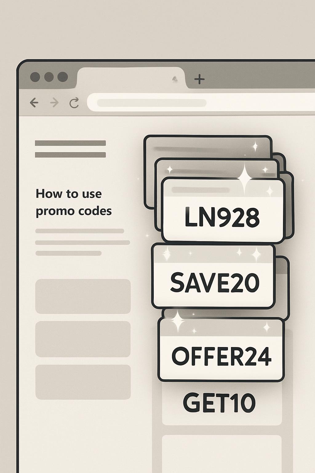 Graphic of a browser window, displaying an illustration of a website's search box, title bar, and four navigation buttons....